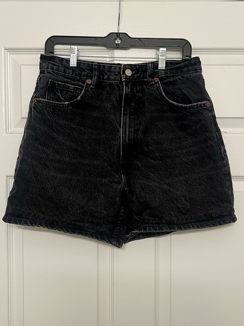 Zara Black High-Waist Denim Shorts